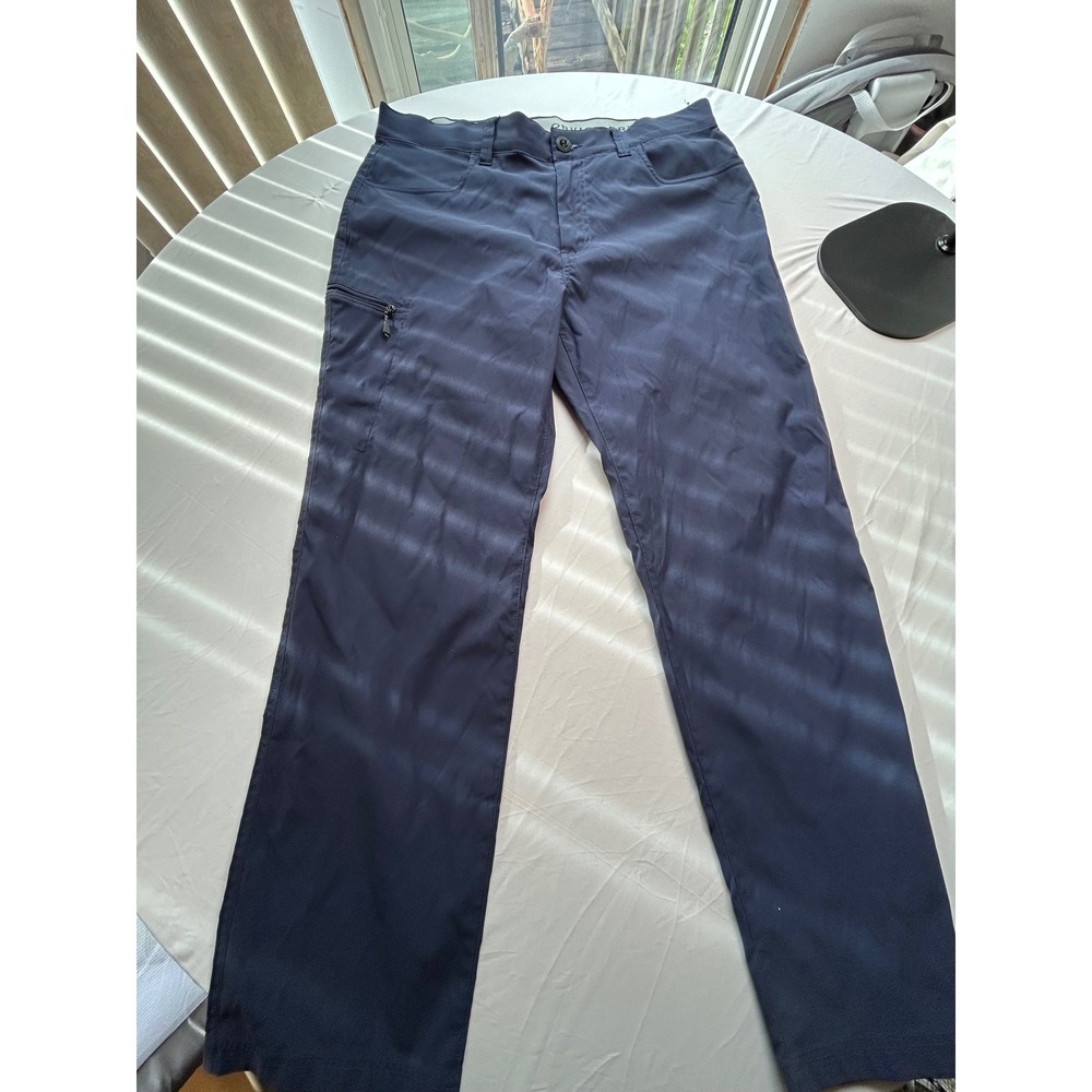 Orvis Mens Tech Pants 36x30 Navy Blue Stretch Water Repellent Hiking Travel